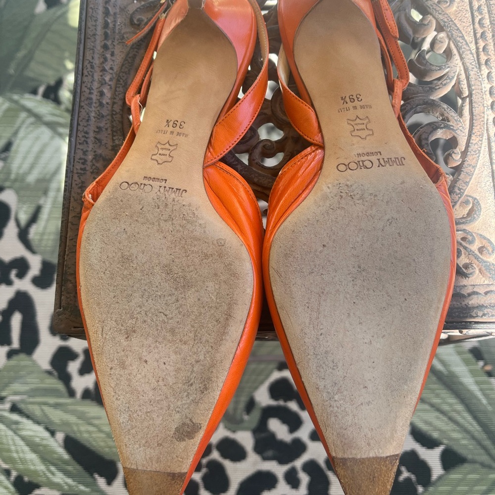 Jimmy Choo Vibrant Orange Slingback Heels - Picture 4 of 4